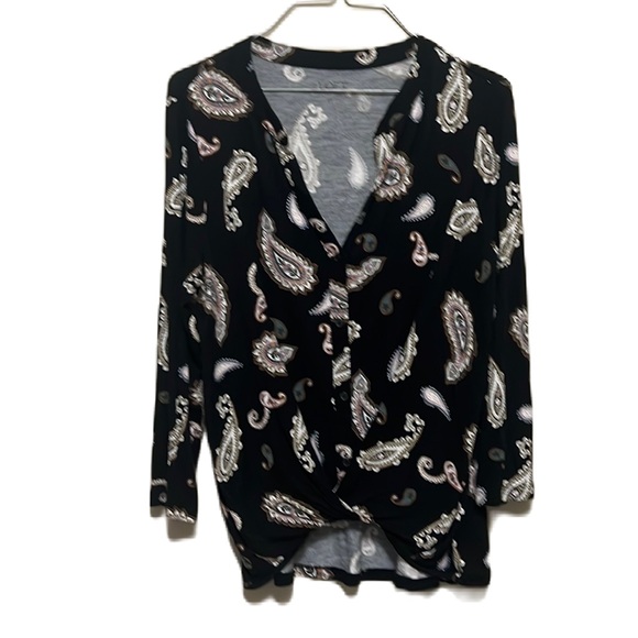 Women’s LOFT Outlet, V-Neck, Button Down Draped Hem Top, Multi Colors, Small - Picture 1 of 4